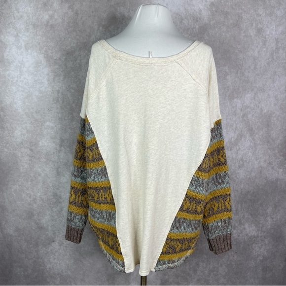Free People Beautiful Sinner Pullover Side Knit Sweater Top In Beige Tan Size S - Picture 4 of 8